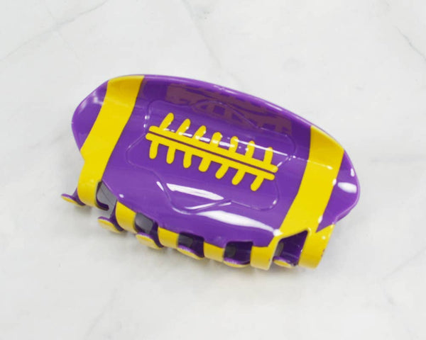 Purple & Yellow Football Hair Clips