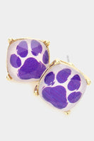 Purple Paw Accent Square Stud Earring