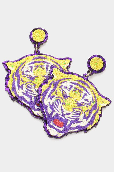 Glitter Tiger Face Purple & Yellow