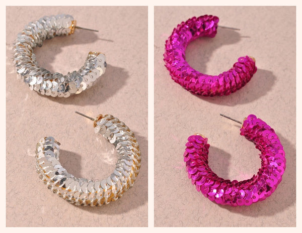 Sequin Hoop Earrings- 2 colors