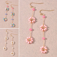 Beaded Flower Dangle Earrings