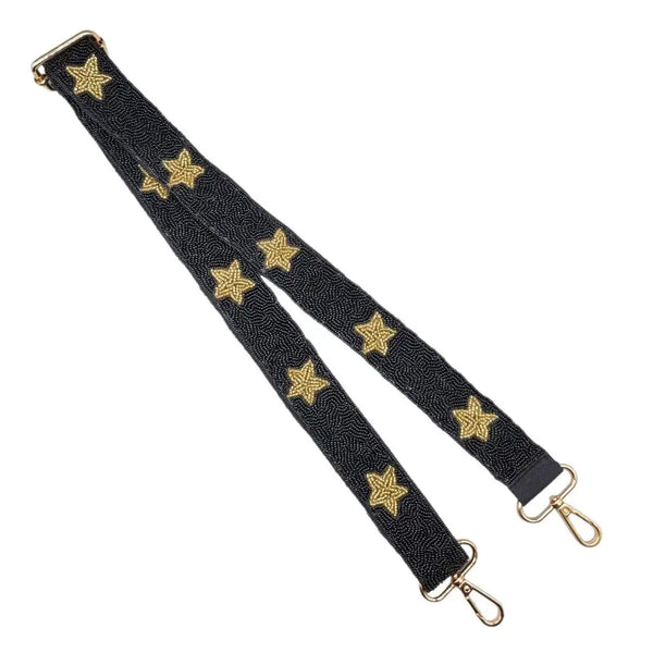 Beaded Star Purse Strap Black And Gold