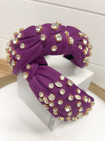 Purple Headband with Rhinestone Accents