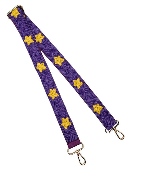 Beaded Star Purse Strap Purple And Gold