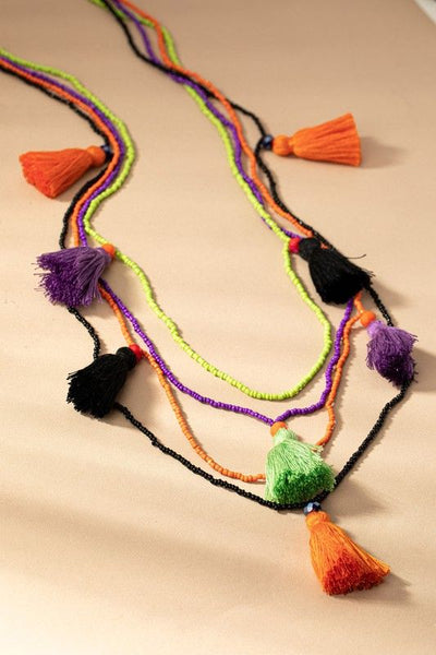 Layered Tassel Halloween Necklace